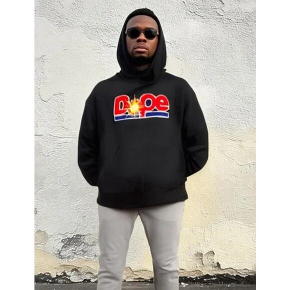 Streetwear Graphic "Dope" Black Hoodie Evolution in Design 3XL Pullover - Picture 1 of 6